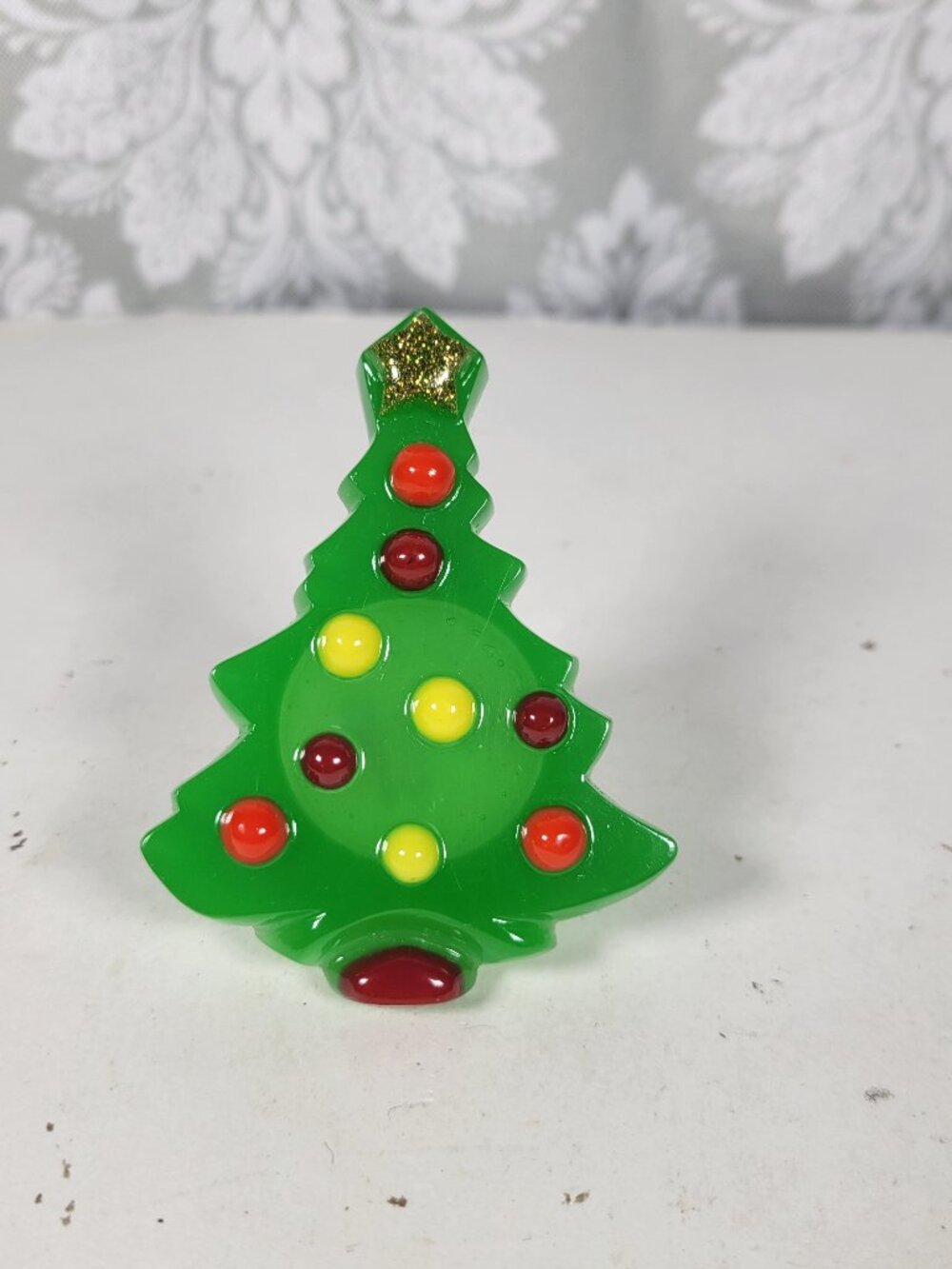 Lucite Christmas Tree Night Light, Vintage MCM, Plug In, Works, Glittery Acrylic